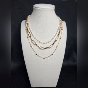 Ettika prelayered gold and pearl necklace